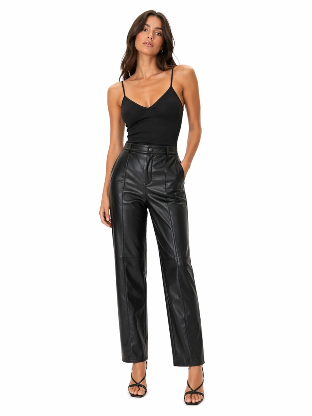 Missguided Black Faux Leather Straight-Leg Pants – Size 6 EUC